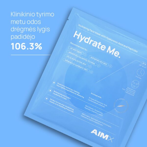 Greito poveikio giliai drėkinanti veido kaukė su peptidais AIMX „Hydrate Me“ - Image 2