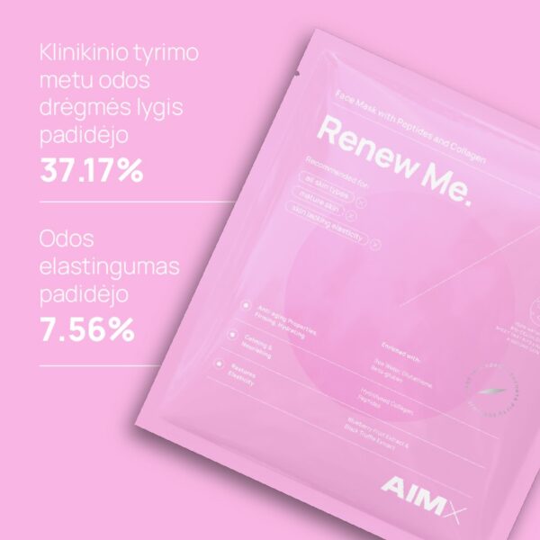 Greito poveikio „Anti-aging“ veido kaukė su peptidais ir kolagenu AIMX „Renew Me“ - Image 2