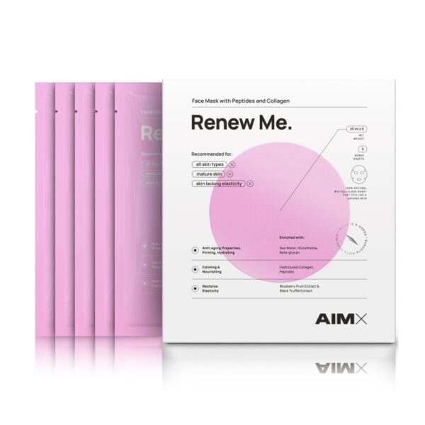 Greito poveikio „Anti-aging“ veido kaukė su peptidais ir kolagenu AIMX „Renew Me“