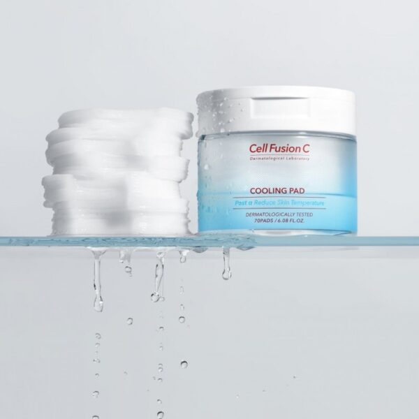 Cell Fusion C „First Cooling Pad“ vėsinantis ir drėkinantis veido tonikas 180ml. (70 padelių) - Image 3
